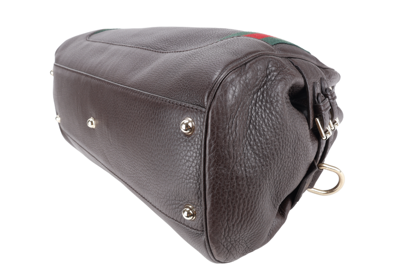 GUCCI HOBO BAG DARK BROWN LEATHER GOLD HARDWARE WITH DUST COVER