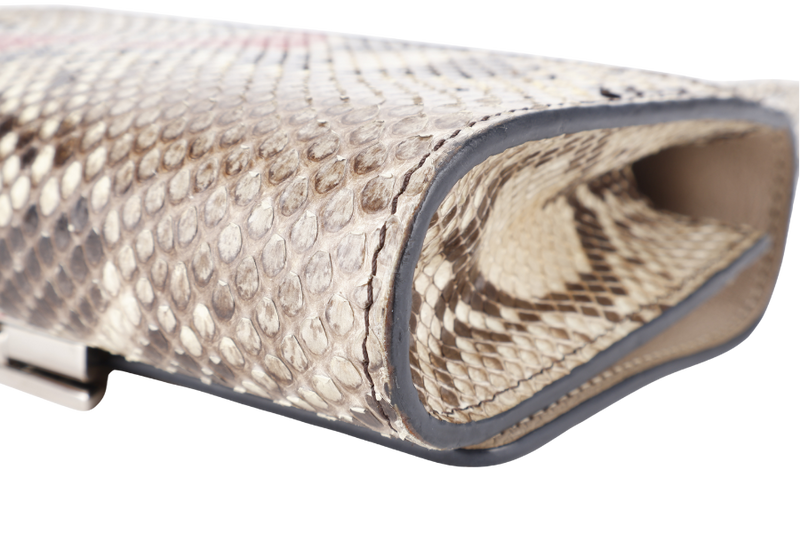 LOUIS VUITTON BICOLOR PYTHON CHAIN LOUISE MM BAG SILVER HARDWARE WITH DUST COVER