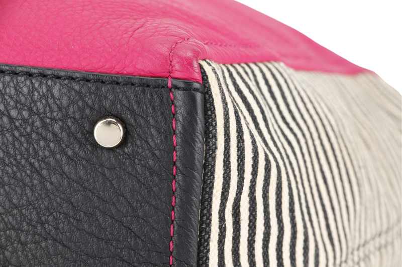 KATE SPADE NEW YORK COBBLE HILL HAYLEY TOTE PINK CALFSKIN LEATHER, CANVAS AND  SILVER HARDWARE WITH STRAPS NO DUST COVER