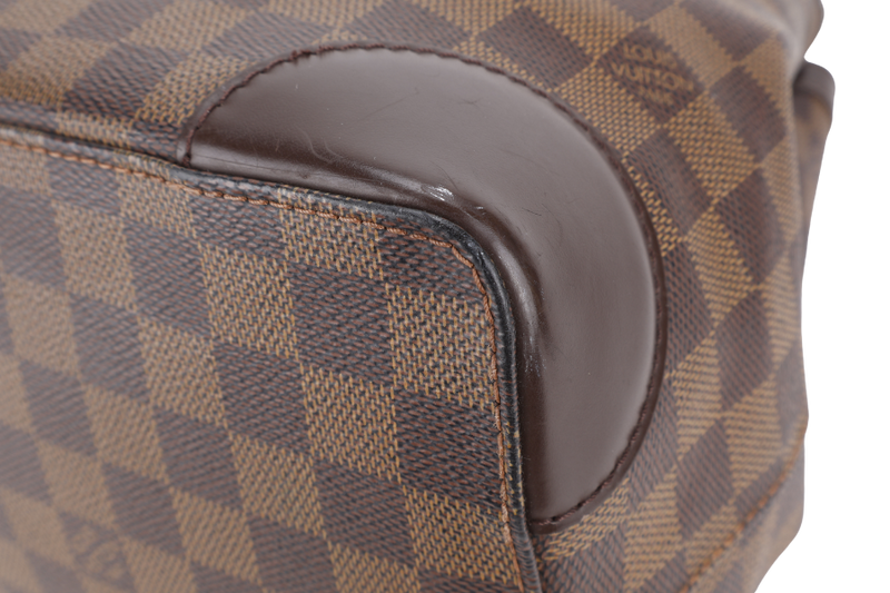 LOUIS VUITTON HAMPSTEAD MM SHOULDER BAG DAMIER EBENE CANVAS GOLD HARDWARE WITH DUST COVER