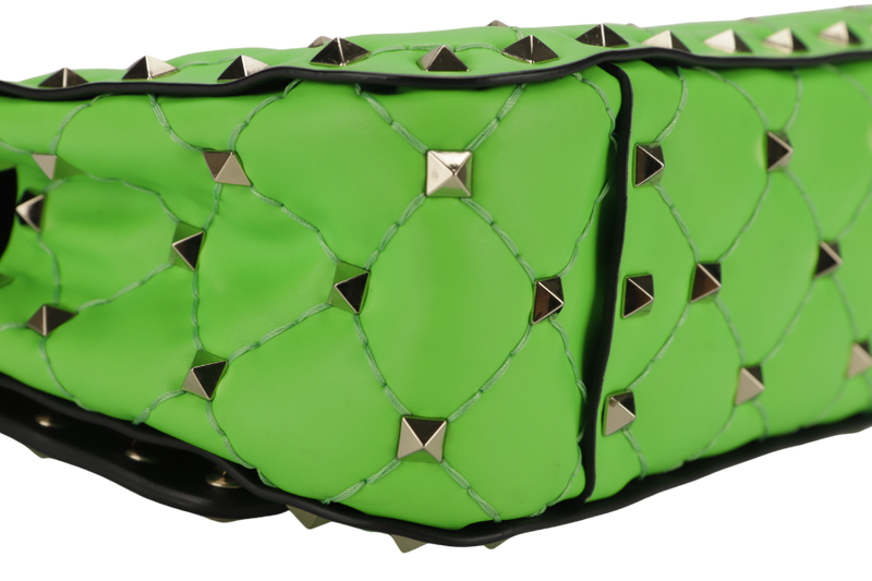 VALENTINO GARAVANI ROCKSTUD SPIKE MINI GREEN CALFSKIN CHAIN BAG SILVER HARDWARE NO DUST COVER