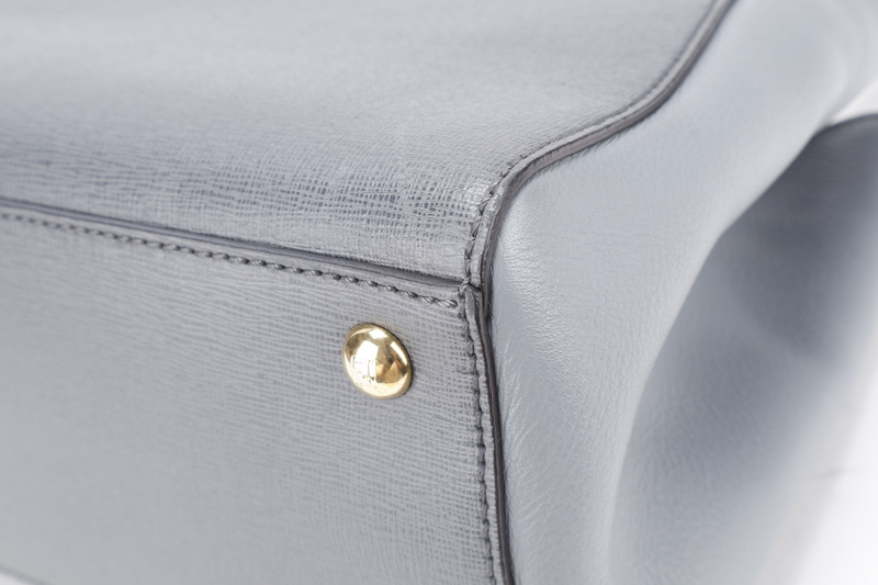 FENDI 2JOURS PETITE (8BH253-D7E-158-0501) GRAY CANVAS LEATHER GOLD HARDWARE NO DUST COVER AND NO BOX