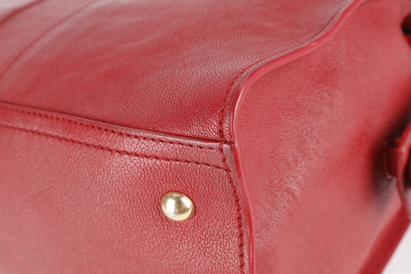 YVES SAINT LAURENT (YSL) CABAS CHYC BURGUNDY CALF LEATHER GOLD HARDWARE WITH LONG STRAPS NO DUST COVER