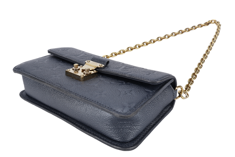 LOUIS VUITTON WOC METIS METALLIC GRAY MONOGRAM EMPREINTE LEATHER GOLD HARDWARE (2023) WITH CHAIN STRAPS, DUST COVER AND BOX