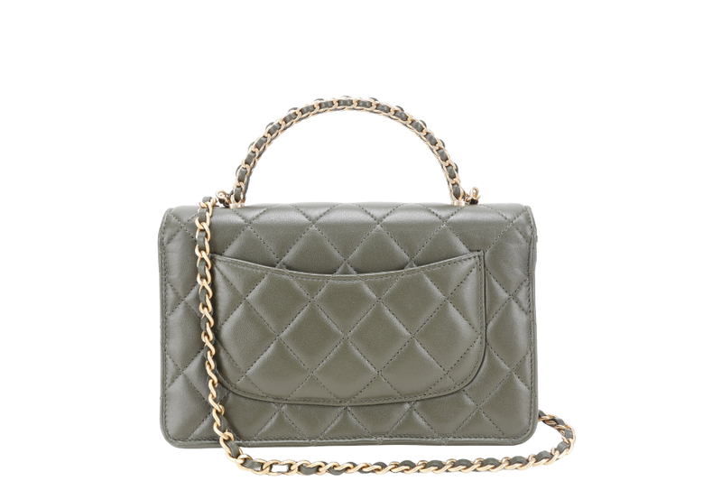 CHANEL PICK ME UP TOP HANDLE WOC GREEN LAMBSKIN GOLD HARDWARE (P45Txxxx) WITH DUST COVER, BOX AND PAPER BAG