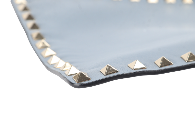 VALENTINO GARAVANI ROCK STUDDED CLUTCH GREY LEATHER NO DUST COVER