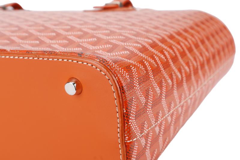 GOYARD SAC MARINE GALANTE GM ORANGE GOYARDINE CANVAS SILVER HARDWARE WITH DUST COVER