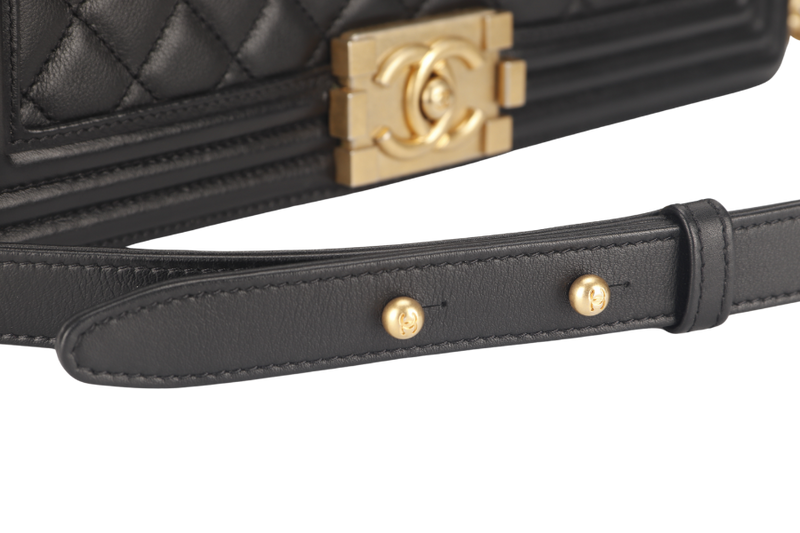 CHANEL LEBOY MEDIUM (2793xxxx) BLACK LAMBSKIN GOLD HARDWARE WITH DUST COVER AND BOX