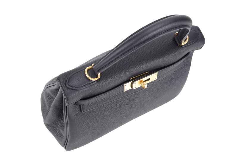 HERMES KELLY 28 BLACK TOGO BRUSHED GOLD HARDWARE STAMP K (YEAR 2025) WITH STRAPS, KEYS & LOCK, DUST COVER AND BOX