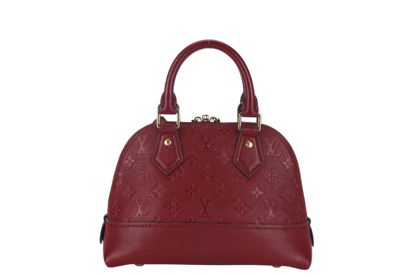 LOUIS VUITTON ALMA NEO BB (M44829) CHERRY BERRY EMPREINTE LEATHER GOLD HARDWARE WITH STRAP, LOCK& KEYS, DUST COVER AND BOX