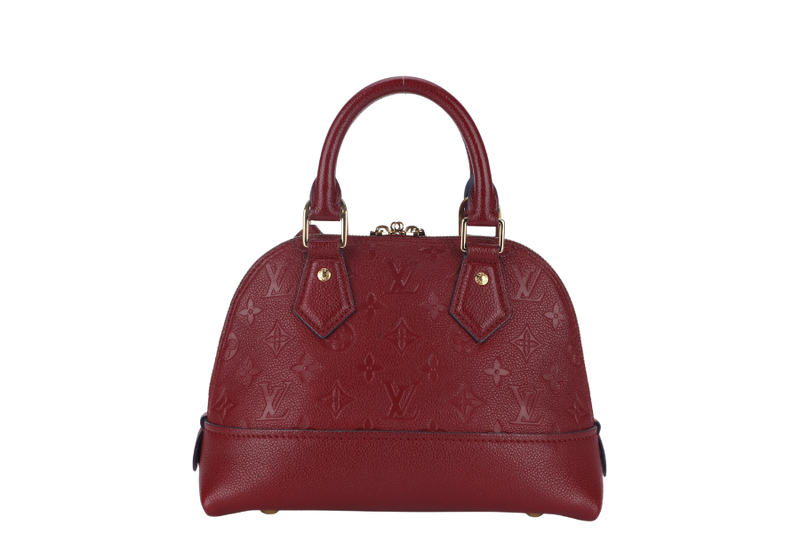 LOUIS VUITTON ALMA NEO BB (M44829) CHERRY BERRY EMPREINTE LEATHER GOLD HARDWARE WITH STRAP, LOCK& KEYS, DUST COVER AND BOX