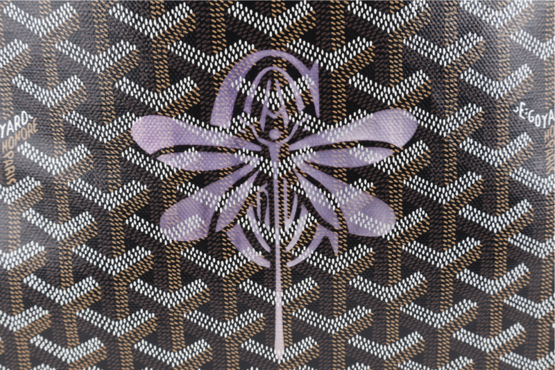 GOYARD BOHEME HOBO BLACK GOYARDINE L.E PURPLE DRAGONFLY WITH POUCH AND DUST COVER