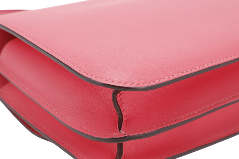 HERMES CONSTANCE 18 STAMP A (YEAR 2017) ROSE AZALEE SWIFT LEATHER SILVER HARDWARE WITH DUST COVER