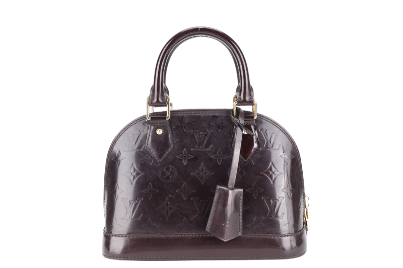LOUIS VUITTON ALMA BB AMARANTE VERNIS (M12173) GOLD HARDWARE WITH LOCK&KEYS , DUST COVER, STRAPS AND BOX
