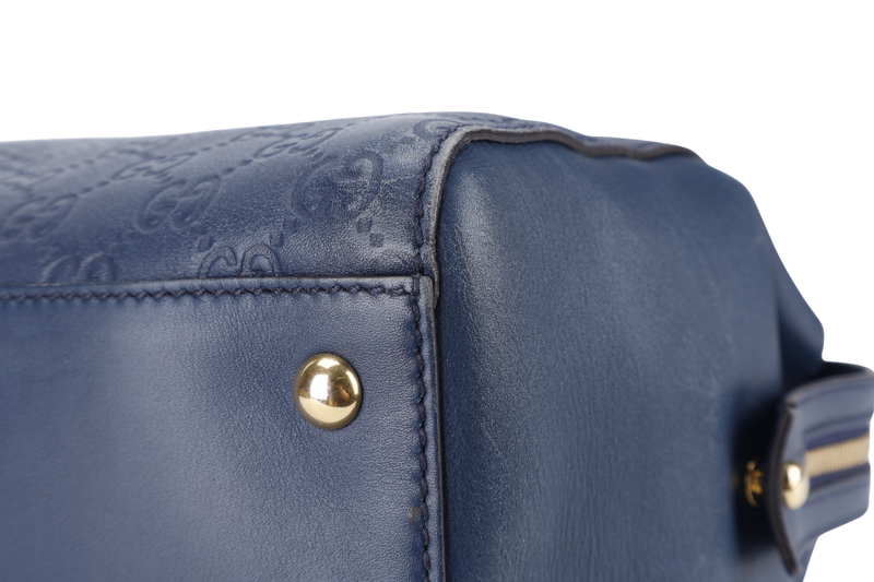 GUCCI GUCCISIMA SOFT SIGNATURE SHOULDER BAG BLUE CALF LEATHER GOLD HARDWARE NO DUST COVER