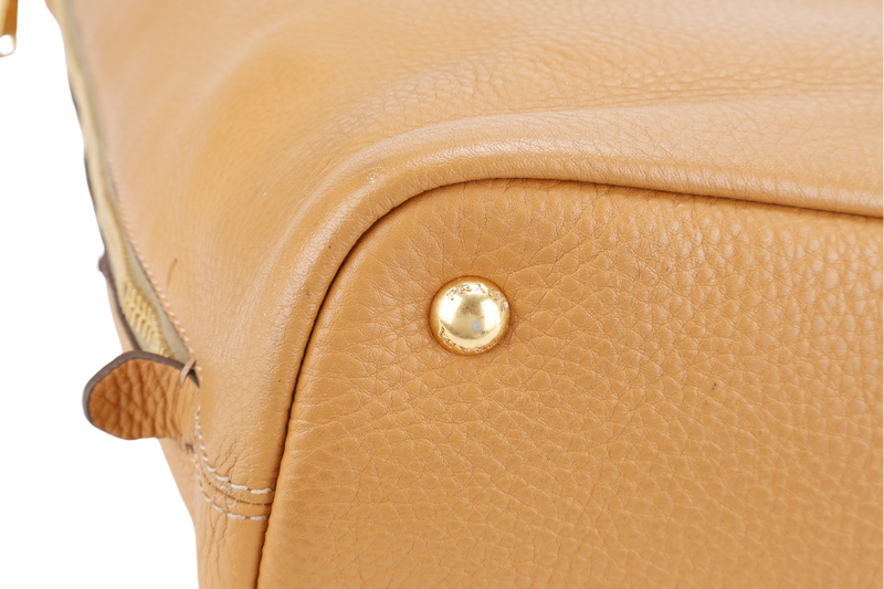 PRADA MUSTARD VITELLO DAINO LEATHER TOTE BAG NO CARD NO DUST COVER