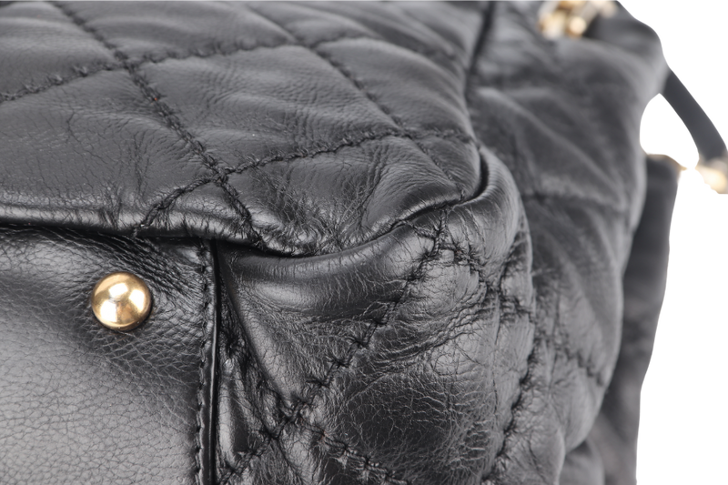 CHANEL RETRO CHAIN ACCORDIAN FLAP LARGE GREY LAMBSKIN LEATHER GOLD HARDWARE (1446xxxx) WITH DUST COVER