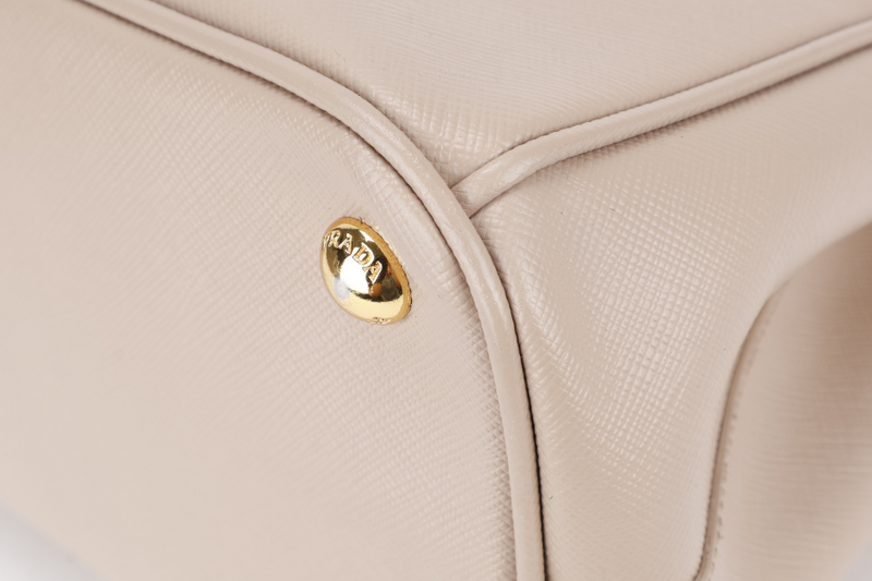 PRADA GALLERIA MEDIUM BEIGE SAFFIANO LEATHER GOLD HARDWARE WITH STRAPS AND DUST COVER