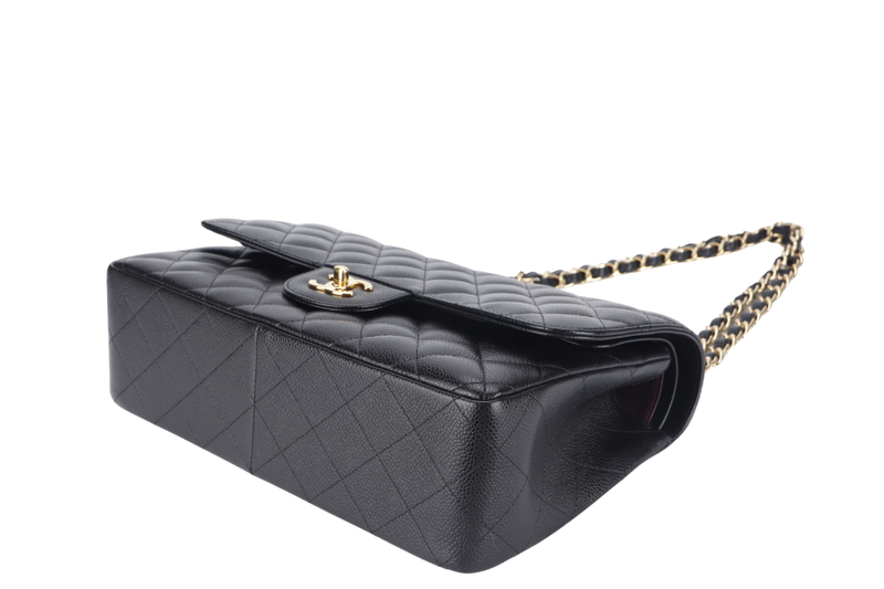 CHANEL CLASSIC FLAP JUMBO (1932xxxx) BLACK GOLD HARDWARE WITH DUST COVER AND BOX