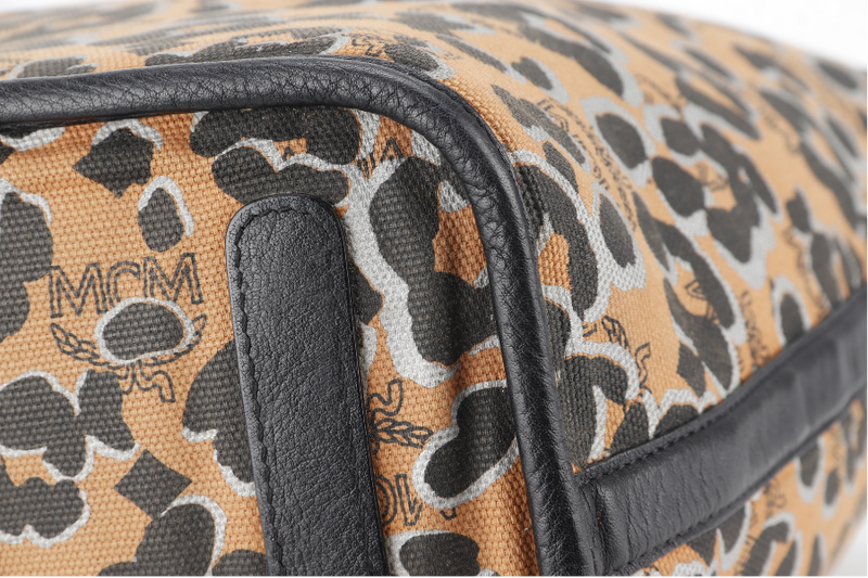 MCM VISETOS REVERSIBLE TOTE BAG MEDIUM LEOPARD LEATHER GOLD HARDWARE NO DUST COVER