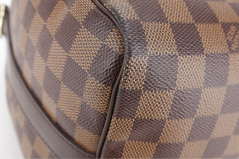 LOUIS VUITTON SPEEDY 30 DAMIER EBENE CANVAS GOLD HARDWARE WITH STRAPS, LOCK & KEYS AND DUST COVER