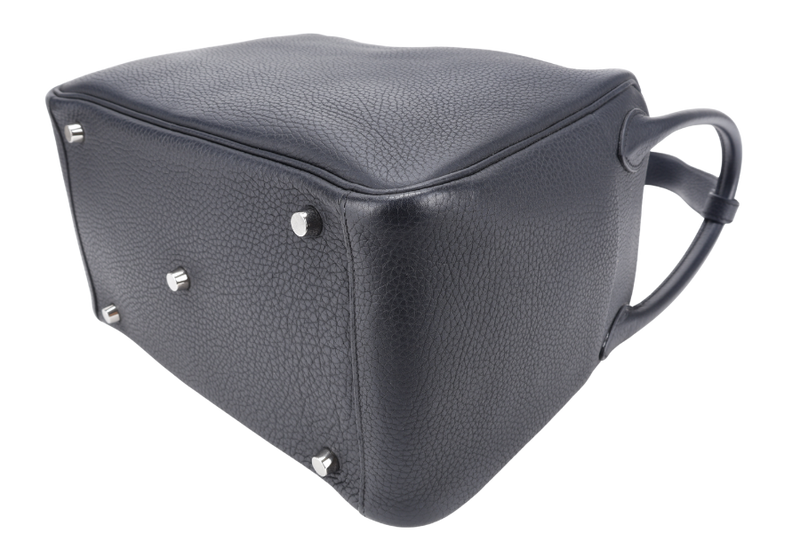 HERMES LINDY 30 BLACK CLEMENCE LEATHER PALLADIUM HARDWARE [STAMP X ( YEAR 2016)] WITH DUST COVER