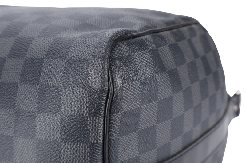 LOUIS VUITTON N41418 KEEPALL BANDOULIERE 45 DAMIER GRAPHITE CANVAS SILVER HARDWARE WITH STRAPS NO DUST COVER