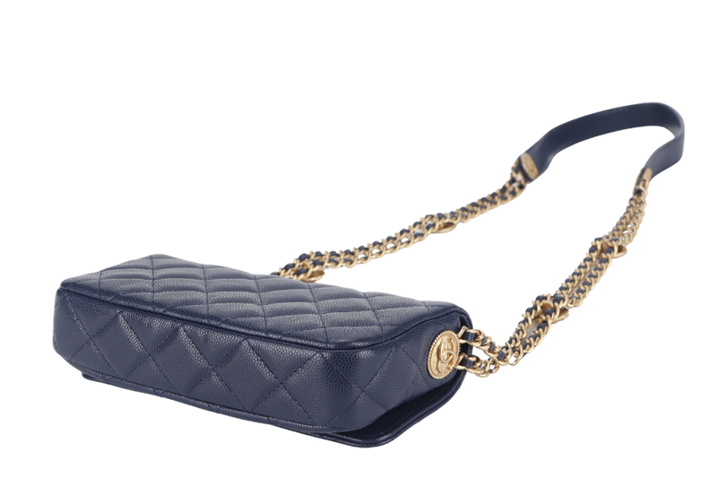 CHANEL WOC (AP6Jxxxx) NAVY BLUE CAVIAR LEATHER GOLD HARDWARE WITH DUST COVER AND BOX