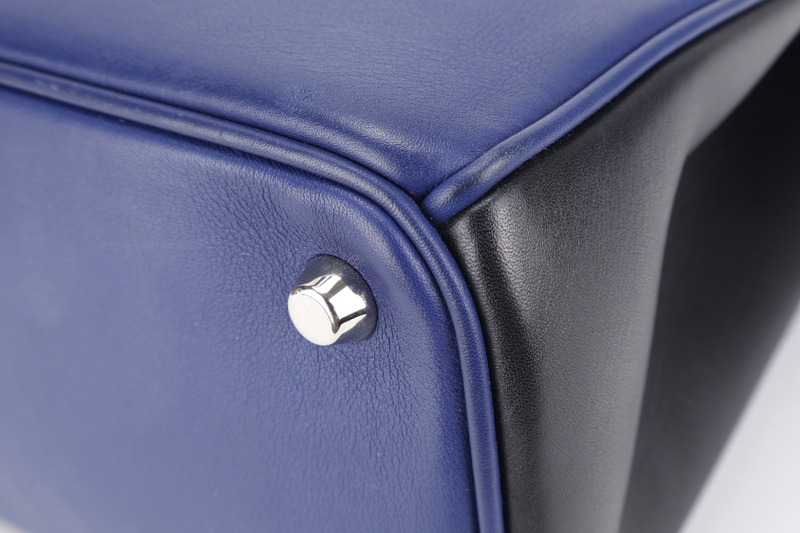 CHRISTIAN DIOR DIORISSIMO TOTE MEDIUM TRICOLOR BLUE-BLACK-GREEN SILVER HARDWARE (09-MA-0175) WITH STRAPS