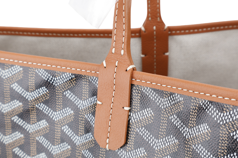 GOYARD SAINT LOUIS GM BAG BLACK AND TAN COLOR WITH DUST COVER