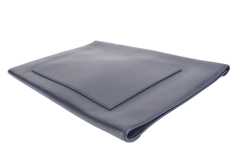 CHANEL ENVELOPE CLUTCH BLUE LEATHER SILVER HARDWARE (2254xxxx} WITH SMALL POUCH