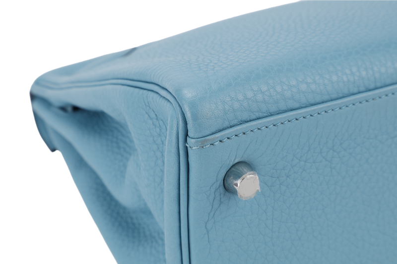 HERMES KELLY 32 BLUE ATOLL CLEMENCE SILVER HARDWARE STAMP X (YEAR 2016) WITH KEYS&LOCK, STRAPS, DUST COVER AND BOX