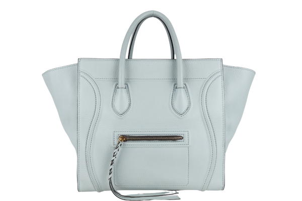 CELINE LUGGAGE TOTE POWDER BLUE LEATHER GOLD HARDWARE WITH DUST COVER NO BOX