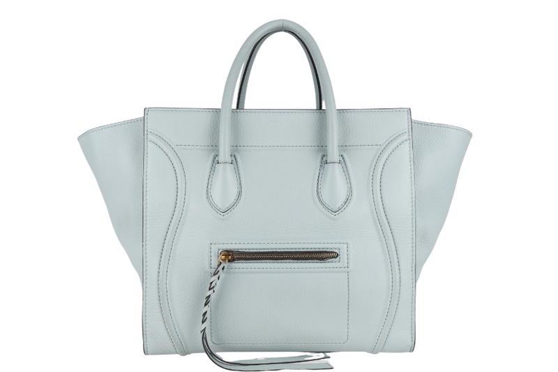 CELINE LUGGAGE TOTE POWDER BLUE LEATHER GOLD HARDWARE WITH DUST COVER NO BOX