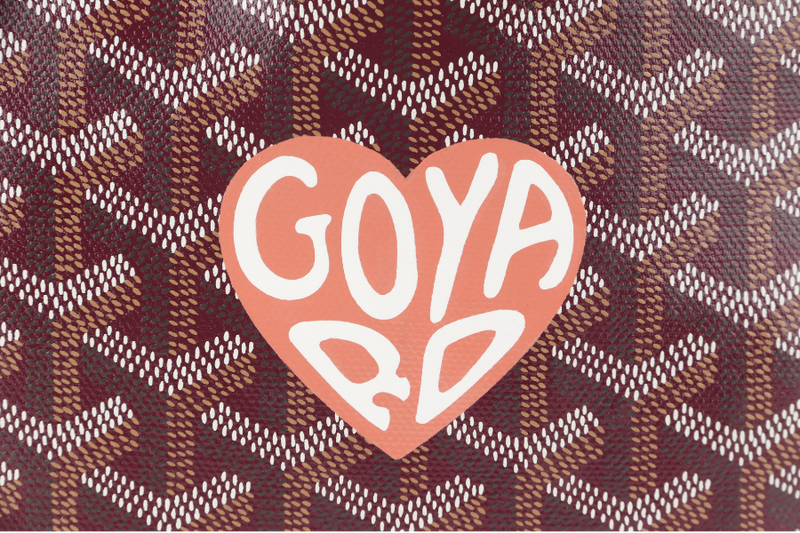 GOYARD ANJOU MINI BAG BURGUNDY COLOR WITH BIG ORANGE HEART SHAPE WITH DUST COVER