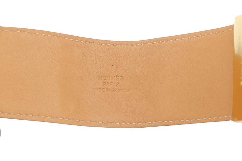 HERMES COLLIER DE CHEIN BRACELET GREY LEATHER GOLD HARDWARE STAMP O SQUARE (YEAR 2011) WITH DUST COVER AND BOX