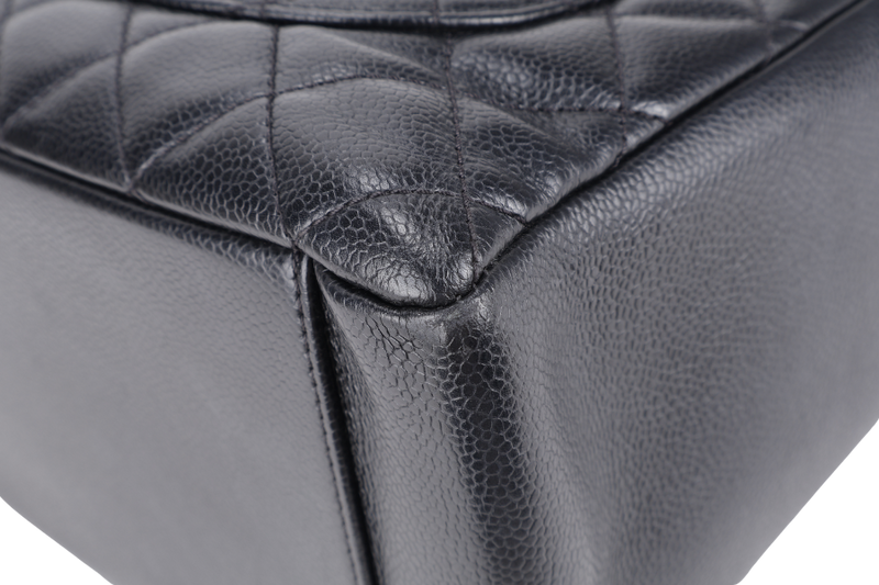 CHANEL GST BLACK CAVIAR LEATHER (2015xxxx) SILVER HARDWARE WITH CARD NO DUST COVER AND NO BOX