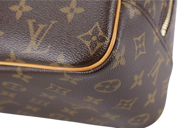 LOUIS VUITTON M47270 DEAUVILLE HAND BAG BROWN MONOGRAM CANVAS GOLD HARDWARE WITH DUST COVER