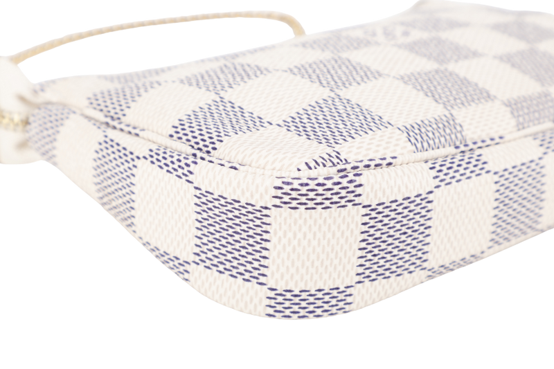 LOUIS VUITTON N58010 MINI POCHETTE ACCESSORIES DAMIER AZUR CANVAS GOLD HARDWARE WITH DUST COVER AND BOX