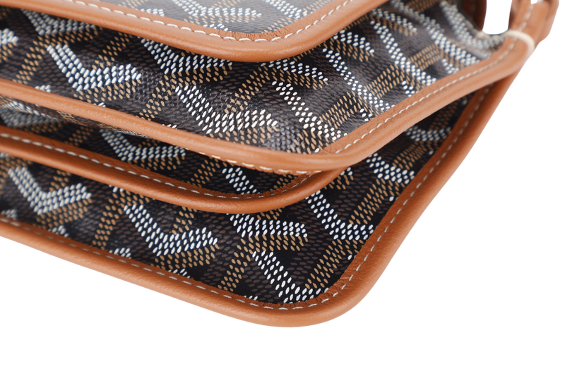 GOYARD PLUMET POCKET WALLET BLACK AND TAN COLOR WITH DUST COVER