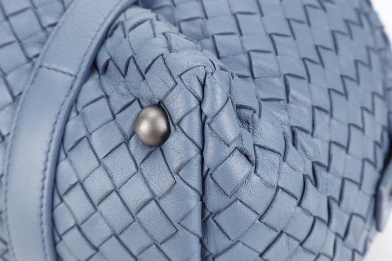 BOTTEGA VENETA LIGHT BLUE INTERCCIATO BOWLER BAG NO DUST COVER WITH LOCK &amp; KEYS