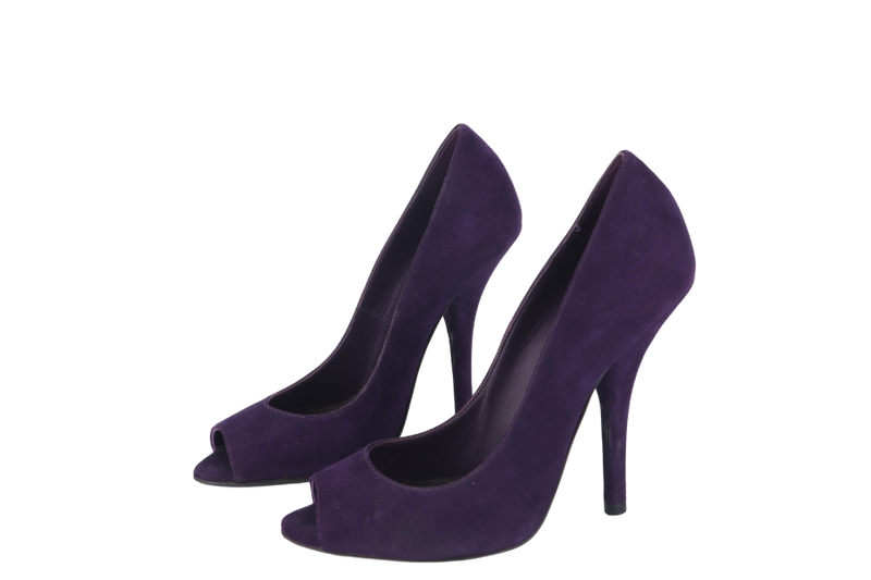 BOTTEGA VENETA HIGH HEELS PURPLE SUEDE SIZE 34.5