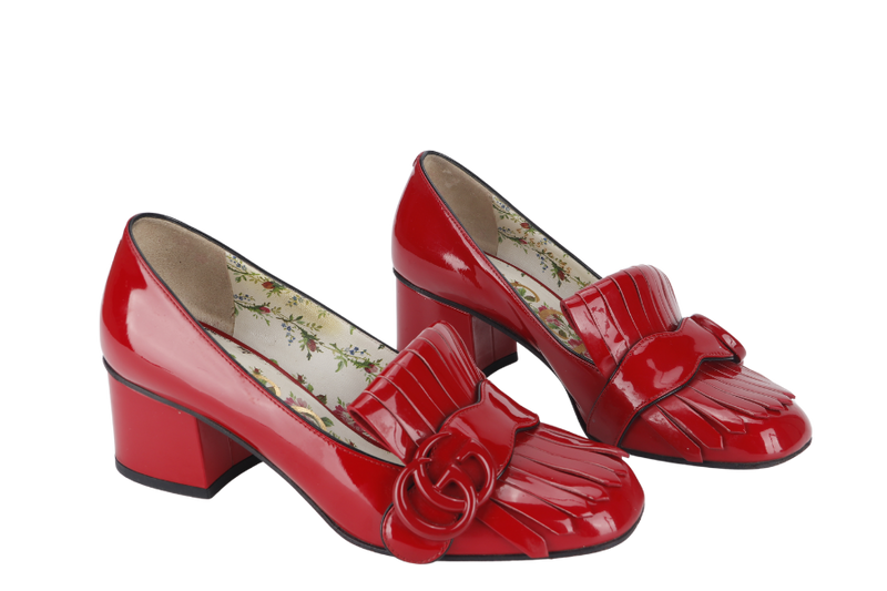 GUCCI PUMPS RED PATENT LEATHER HEELS (474510) SIZE 35