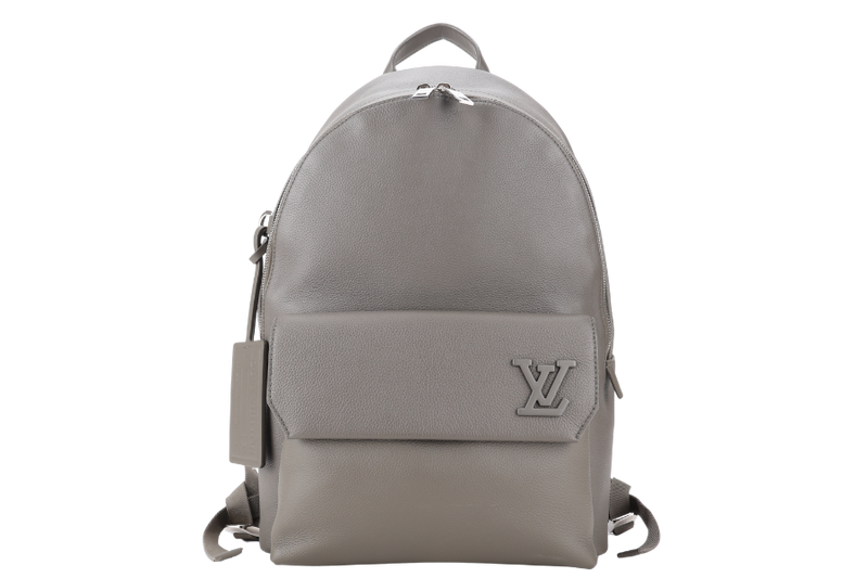 louis vuitton backpack silver louis vuitton m22503 takeoff backpack grey color calfskin leather silver  hardware with leather tag no dust cover