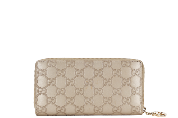 GUCCI 282247 534633 GUCCISSIMA METALLIC LEATHER LONG ZIP WALLET GOLD HARDWARE, NO DUST COVER & BOX
