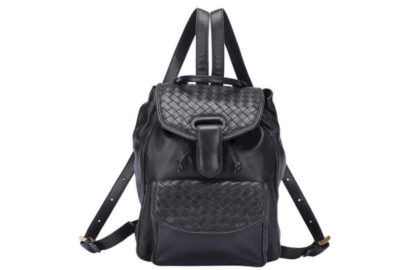 Bottega Veneta Vintage Intrecciato Backpack, Black Color