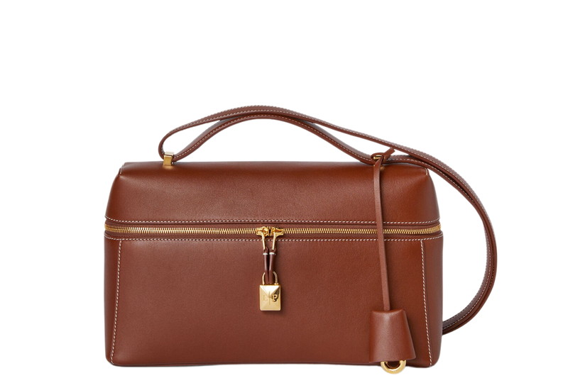 LORO PIANA EXTRA BAG L27 BARK TREE COLOR SMOOTH CALFSKIN WITH GOLD HARDWARE WITH DUST COVER AND BOX