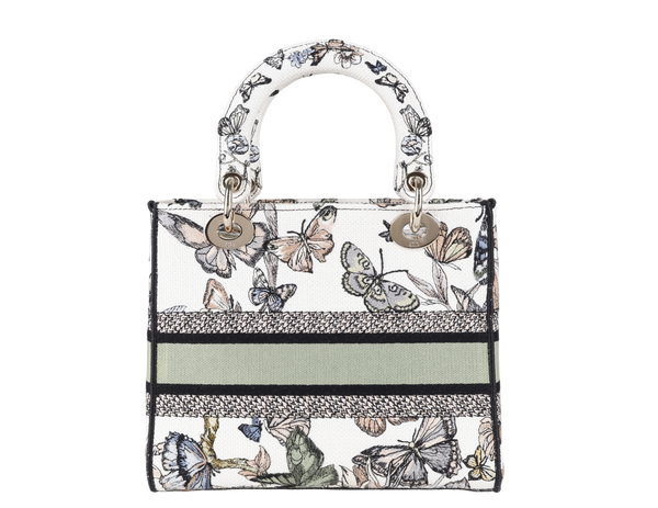 CHRISTIAN DIOR LADY DIOR MEDIUM LADY D-LITE BAG (50-MA-0293) GOLD HARDWARE WITH STRAPS, CARD AND DUST COVER