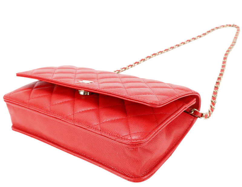CHANEL CLASSIC WOC RED CAVIAR GOLD HARDWARE (GA17xxxx) WITH DUST COVER, BOX AND PAPER BAG