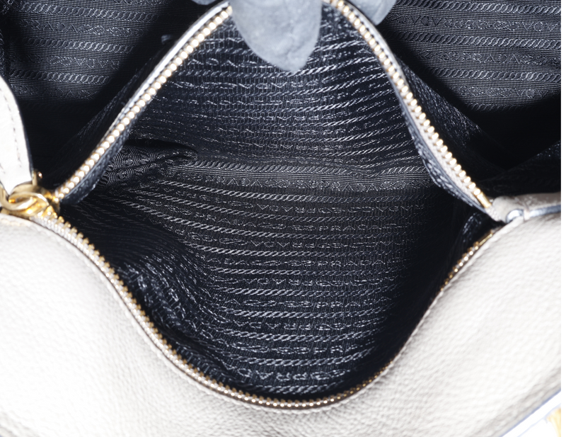 PRADA SAFFIANO LEATHER HANDBAG GOLD HARDWARE WITH DUST COVER AND CARD